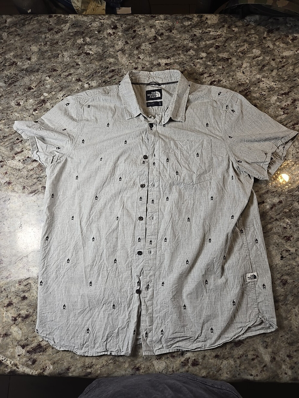 The North Face Shirt Mens  Gray Button Up Camp Fire Short Sleeve XL